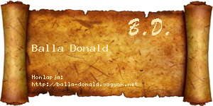 Balla Donald névjegykártya